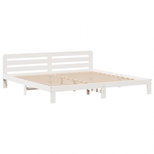 Sengeramme 200 x 200 cm i massivt fyrretræ - hvid