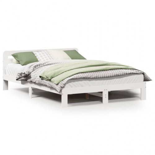 Sengeramme 135 x 190 cm i massivt fyrretræ - hvid
