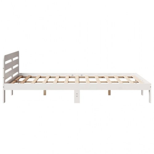 Sengeramme 135 x 190 cm i massivt fyrretræ - hvid