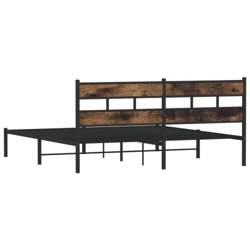 Sengeramme 180x200 cm i metal - sort/røget egetræsfarve