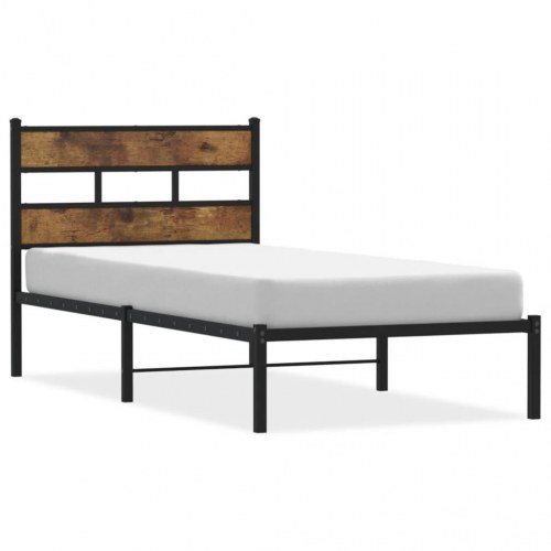 Sengeramme 100 x 200 cm uden madras - sort/røget egetræsfarve