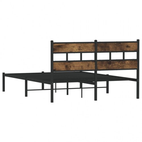 Sengeramme uden madras 150 x 200 cm i metal - sort/røget egetræsfarve