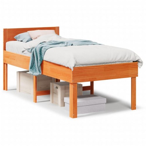 Sengeramme uden madras 90x200 cm massivt fyrretræ gyldenbrun