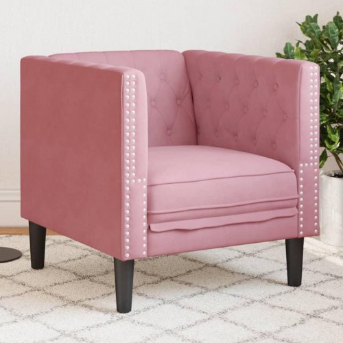 Chesterfield-sofastol i fløjl - lyserød