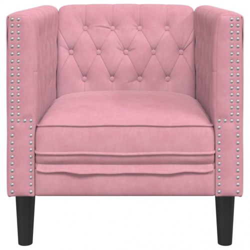 Chesterfield-sofastol i fløjl - lyserød