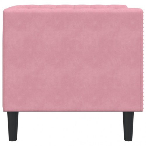 Chesterfield-sofastol i fløjl - lyserød