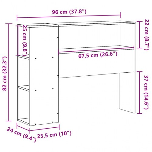 Sengegavl med opbevaring 90 cm massivt fyrretræ