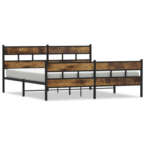 Sengeramme 183 x 213 cm i metal - røget egetræsfarve