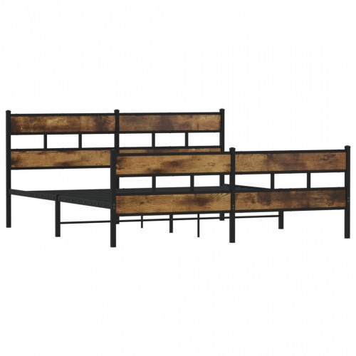 Sengeramme 183 x 213 cm i metal - røget egetræsfarve