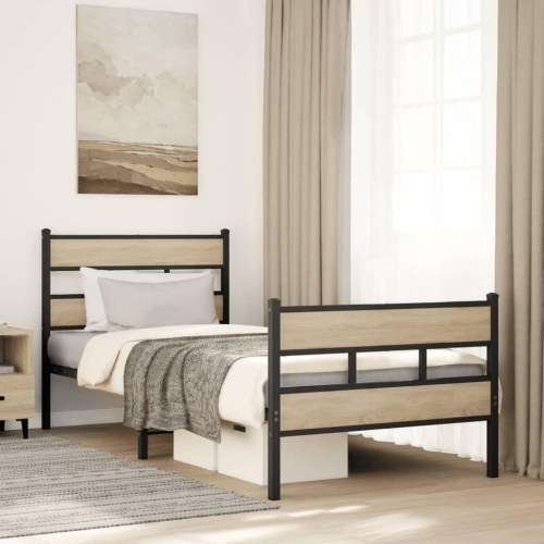 Sengeramme uden madras 100 x 190 cm - sort/sonoma-eg