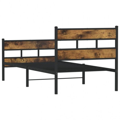 Sengeramme 90 x 200 cm i metal - sort og røget egetræsfarve