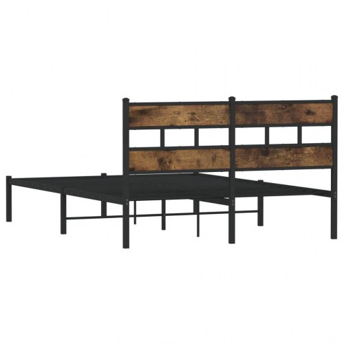 Sengeramme 140 x 200 cm i metal - sort og røget egetræsfarve