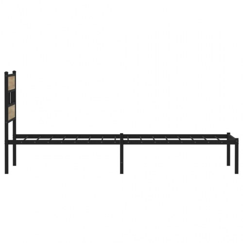 Sengeramme 90 x 190 cm med sengegavl - sort/sonoma-eg