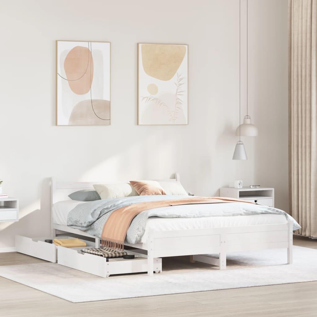 Sengeramme uden madras 140x200 cm massivt fyrretræ hvid