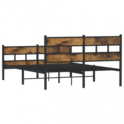 Sengeramme 140 x 200 cm i metal - sort/røget egetræsfarve