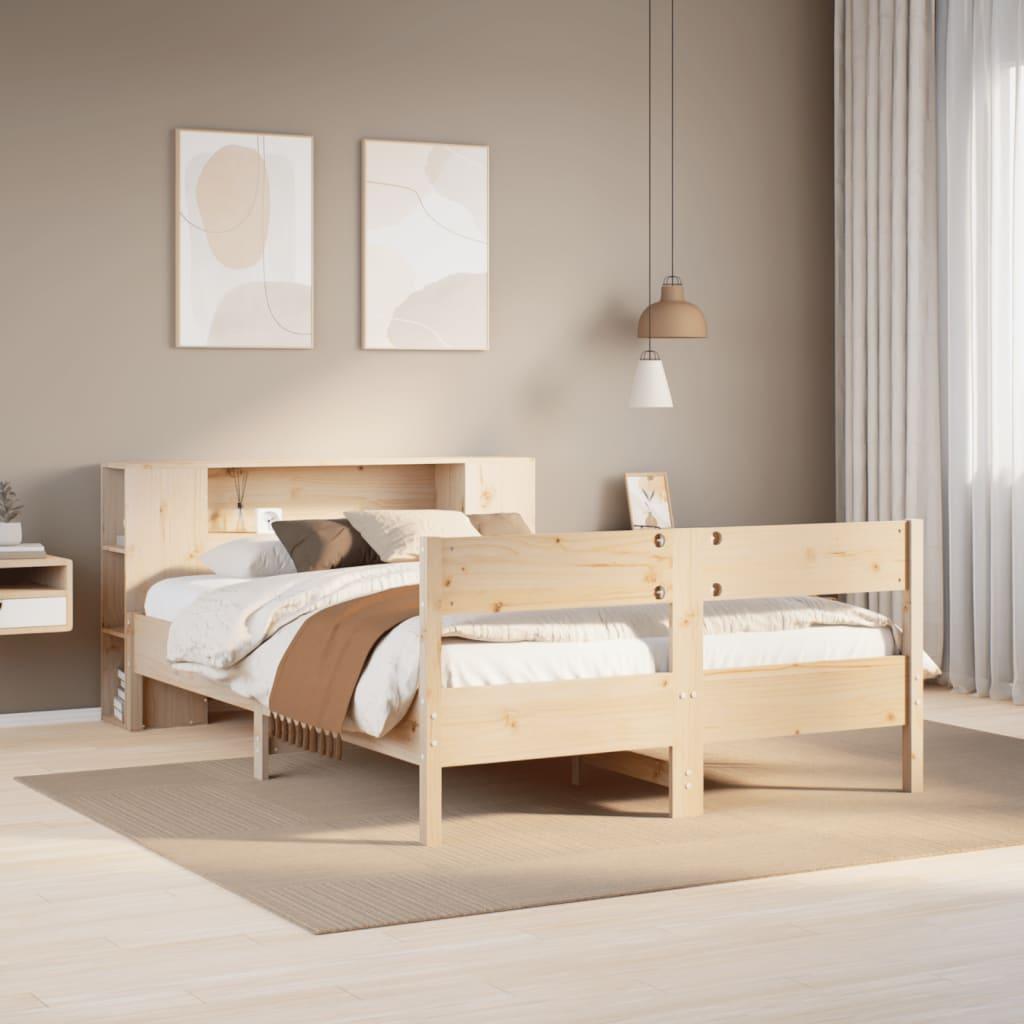 Seng med reol uden madras 140x200 cm massivt fyrretræ