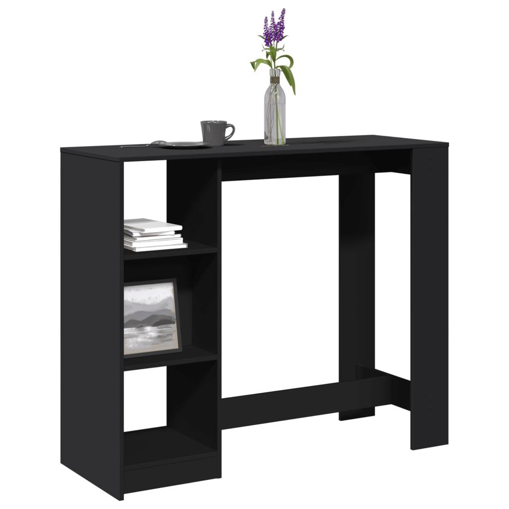 Barbord Med Hylde 124x46x103 Konstrueret Træ Sort