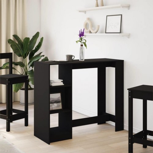 Barbord med 4 opbevaringsrum - sort, 124 x 46 x 103,5 cm