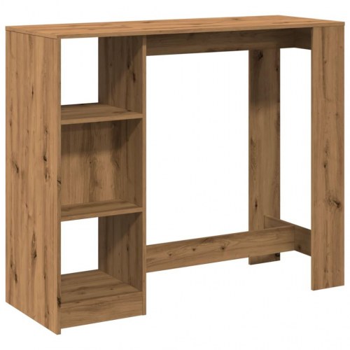 Barbord med hylde 124 x 46 x 103,5 cm - egetræslook