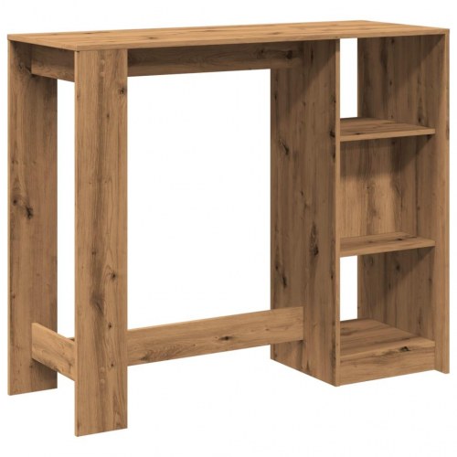 Barbord med hylde 124 x 46 x 103,5 cm - egetræslook