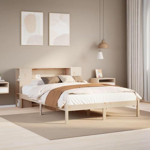 Seng med reol uden madras 140x200 cm massivt fyrretræ