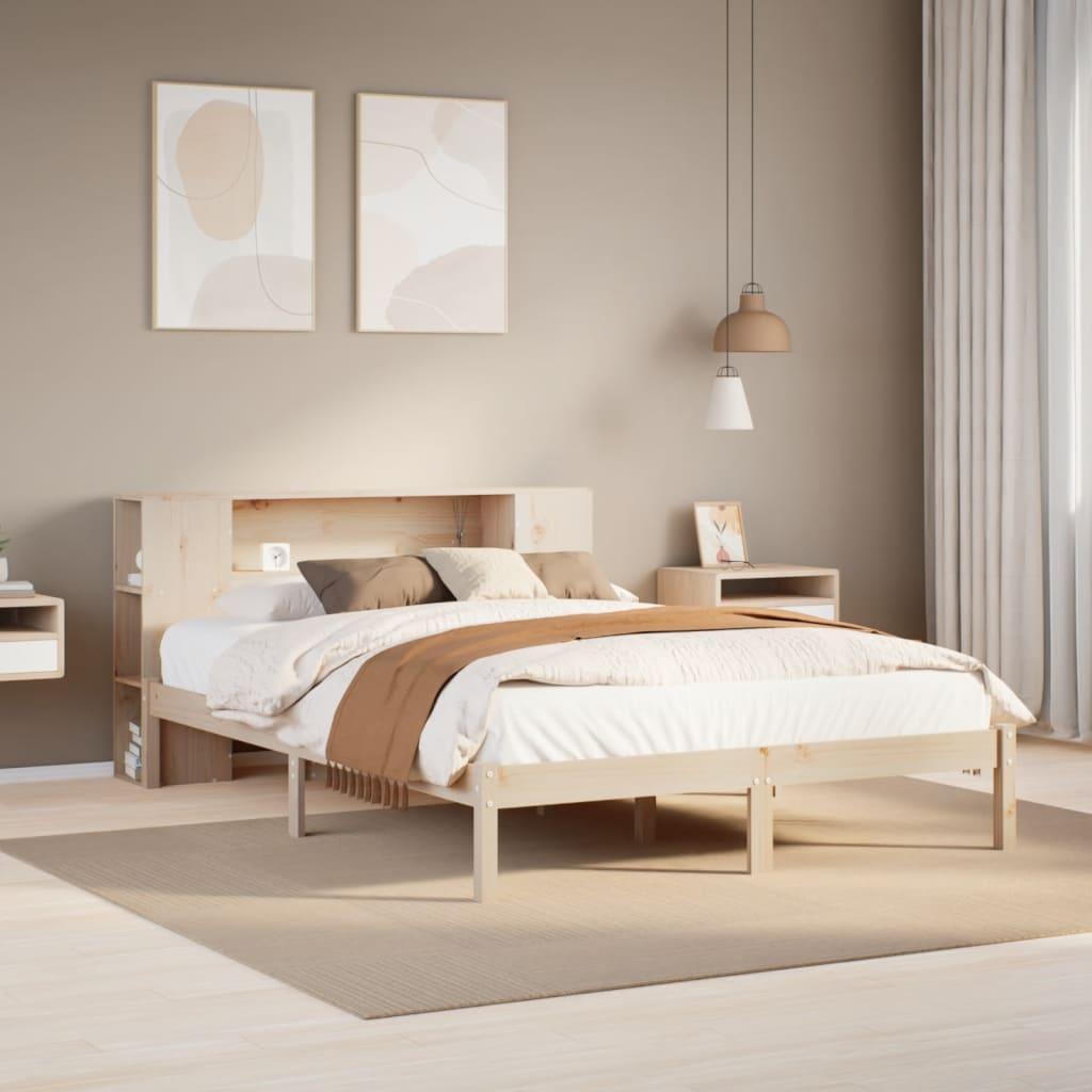Seng med reol uden madras 140x200 cm massivt fyrretræ