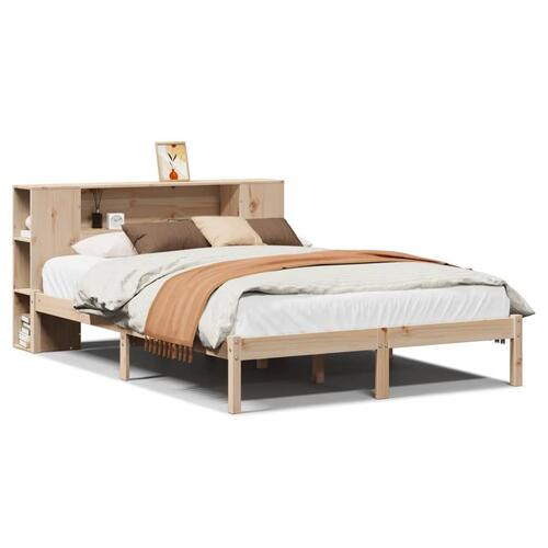 Seng med reol uden madras 140x200 cm massivt fyrretræ