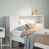 Sengegavl med opbevaring 75 cm massivt fyrretræ hvid