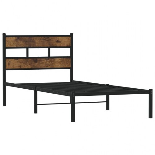Sengeramme uden madras 90x200 cm metal røget egetræsfarve