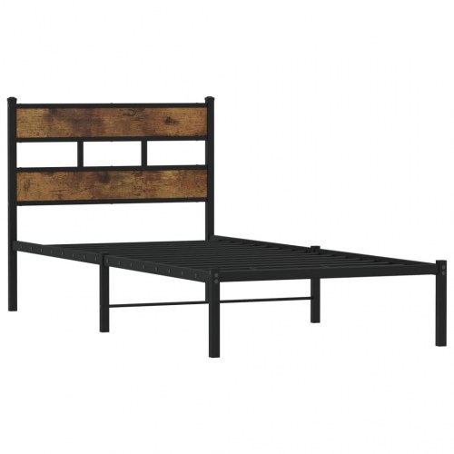Sengeramme 80x200 cm uden madras - sort/røget egetræsfarve