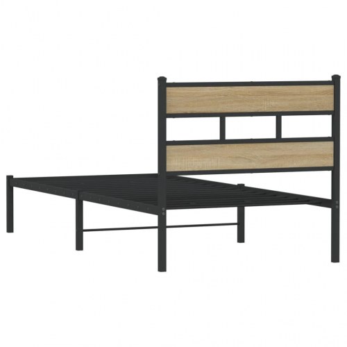 Sengeramme 75 x 190 cm i metal - sort/sonoma-eg