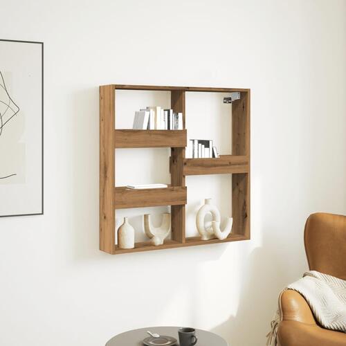 Vægskab 80x15x80 cm konstrueret træ egetræslook