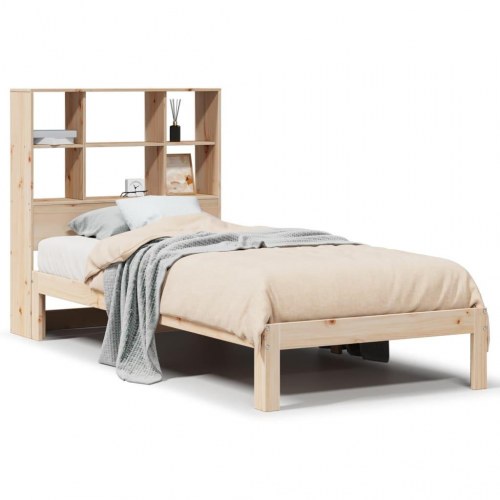 Seng med reol uden madras 90x190 cm massivt fyrretræ