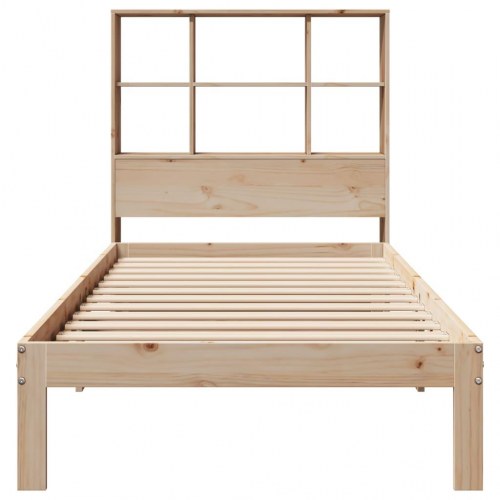 Seng med reol uden madras 90x190 cm massivt fyrretræ
