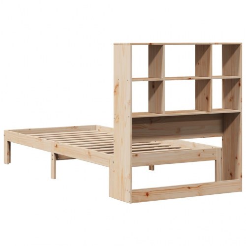 Seng med reol uden madras 90x190 cm massivt fyrretræ