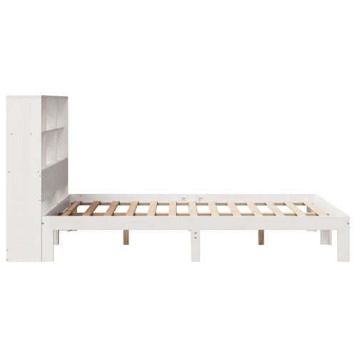 Seng med reol uden madras 140x190 cm - massivt fyrretræ, hvid