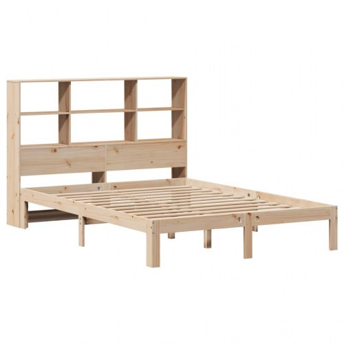 Seng med reol uden madras 120x200 cm massivt fyrretræ