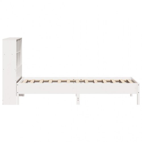 Seng med reol uden madras 90x190 cm massivt fyrretræ hvid