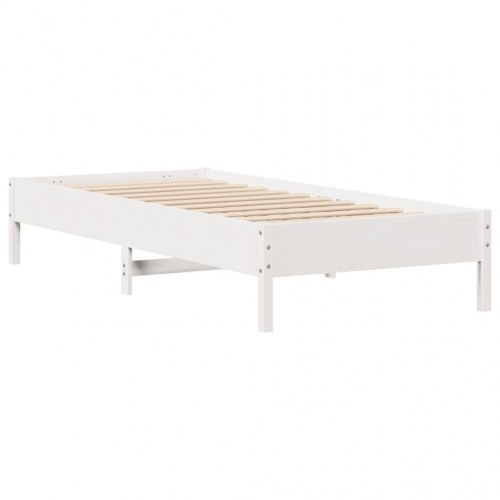 Seng med reol uden madras 90x190 cm massivt fyrretræ hvid