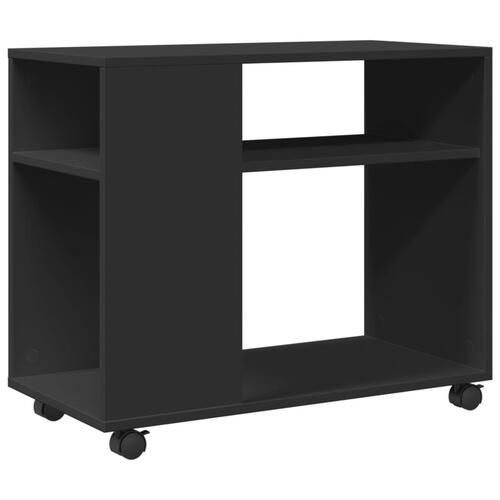 Sidebord med hjul 70x35x60 cm konstrueret træ sort