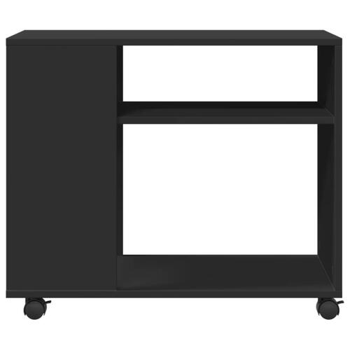 Sidebord med hjul 70x35x60 cm konstrueret træ sort