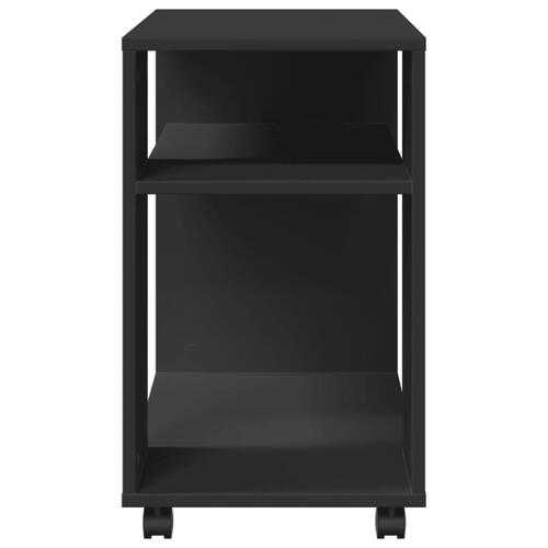 Sidebord med hjul 70x35x60 cm konstrueret træ sort