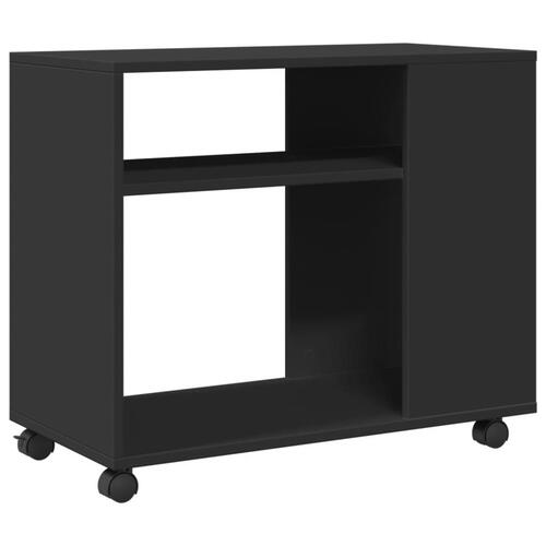 Sidebord med hjul 70x35x60 cm konstrueret træ sort