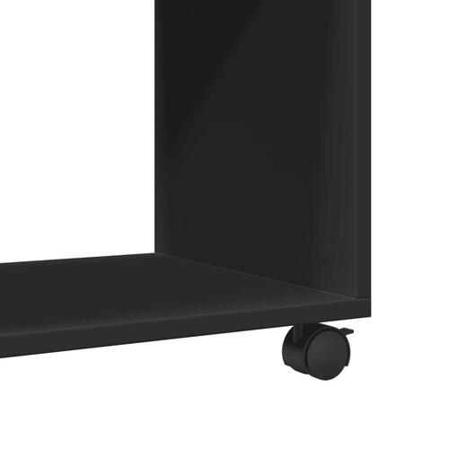 Sidebord med hjul 70x35x60 cm konstrueret træ sort