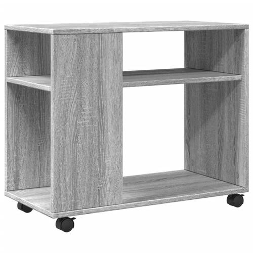Sidebord med hjul 70x35x60 cm konstrueret træ grå sonoma-eg