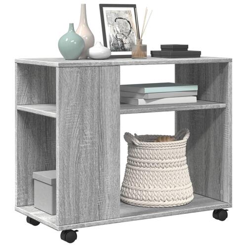 Sidebord med hjul 70x35x60 cm konstrueret træ grå sonoma-eg