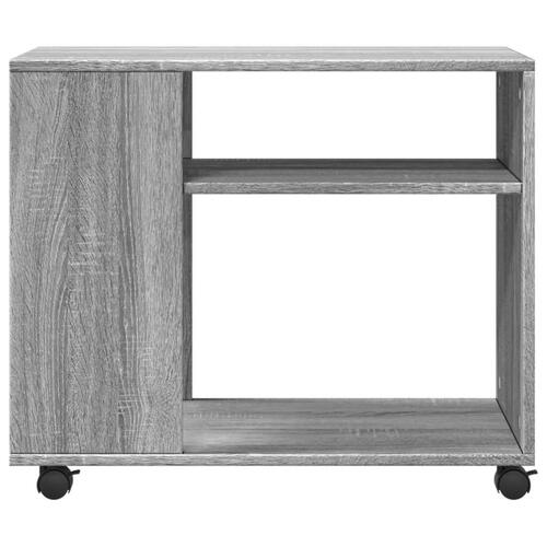 Sidebord med hjul 70x35x60 cm konstrueret træ grå sonoma-eg