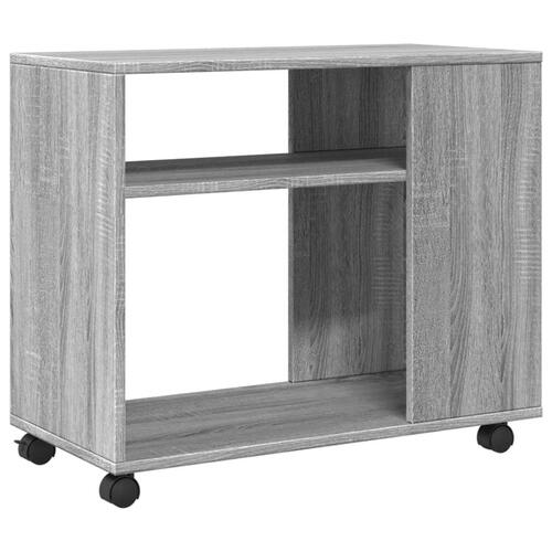 Sidebord med hjul 70x35x60 cm konstrueret træ grå sonoma-eg
