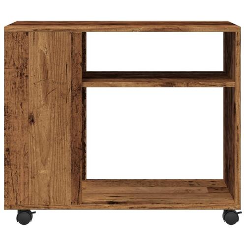 Sidebord med hjul 70x35x60 cm konstrueret træ gammelt trælook