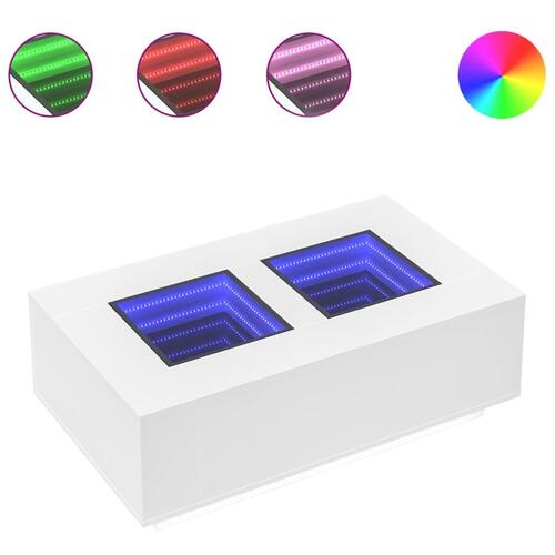 Sofabord med Infinity LED-lys 116x69x40 cm hvid